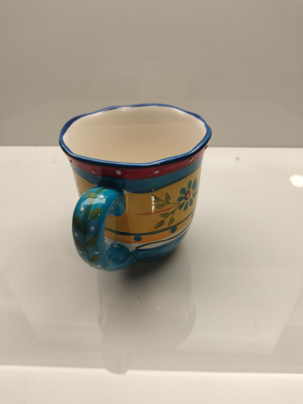 Set Of 8 Blue Floral Colorful China Mugs  Cups By Petit Jardin