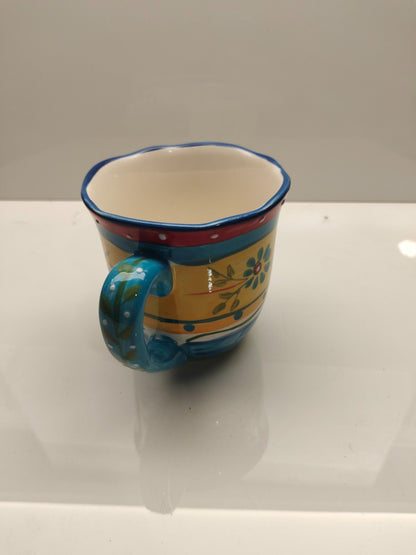 Set Of 8 Blue Floral Colorful China Mugs  Cups By Petit Jardin