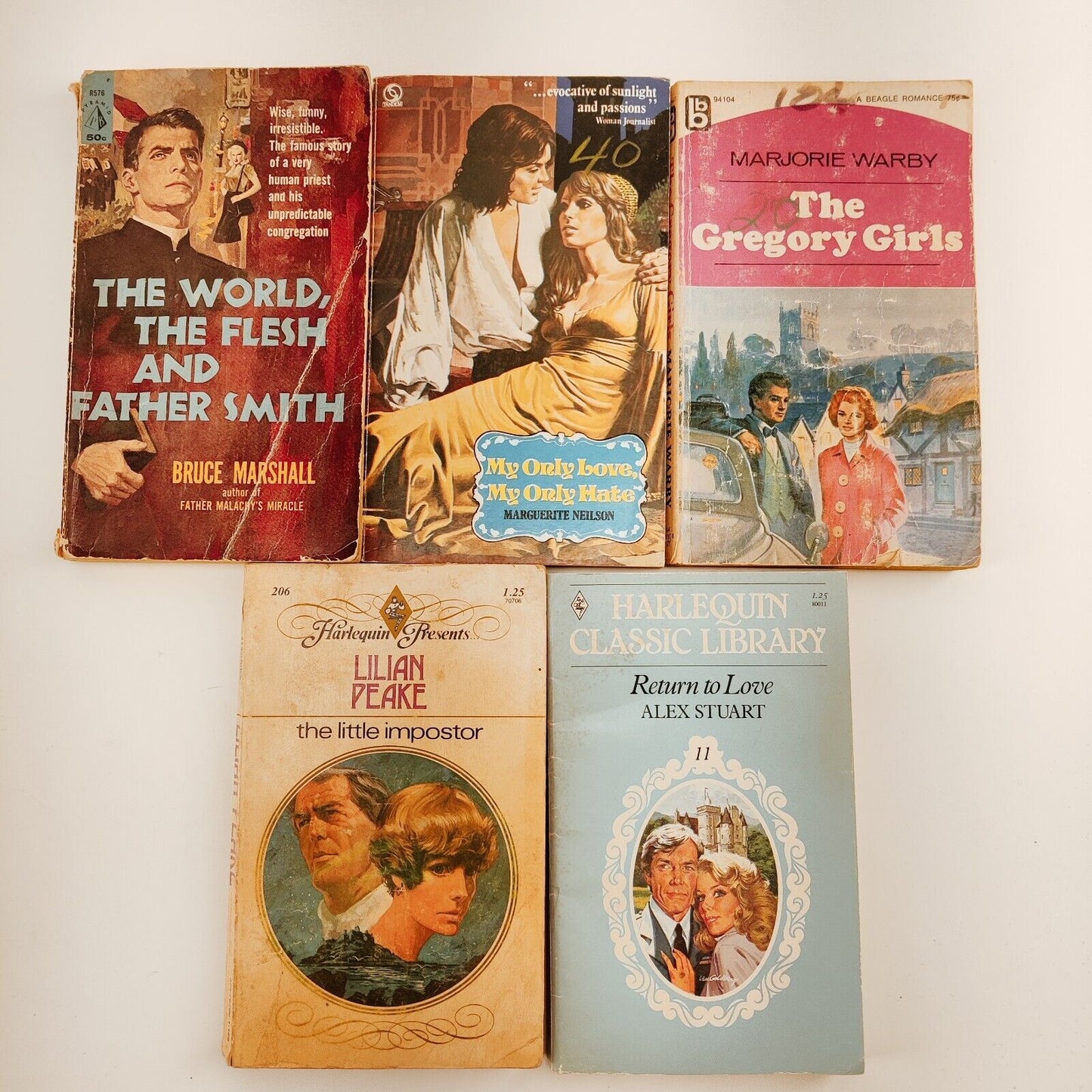 Lot of 5 Vintage PB Romance Novels 1960s-1980s