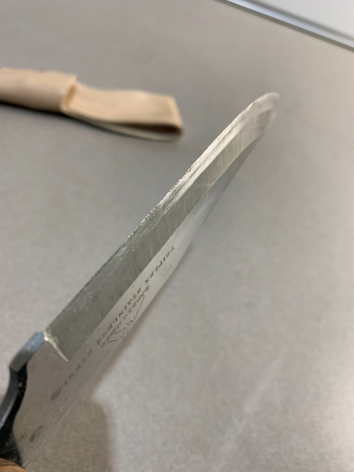 Vintage Santa Fe Triplex Stainless Steel Fixed Blade Knife W/Sheath