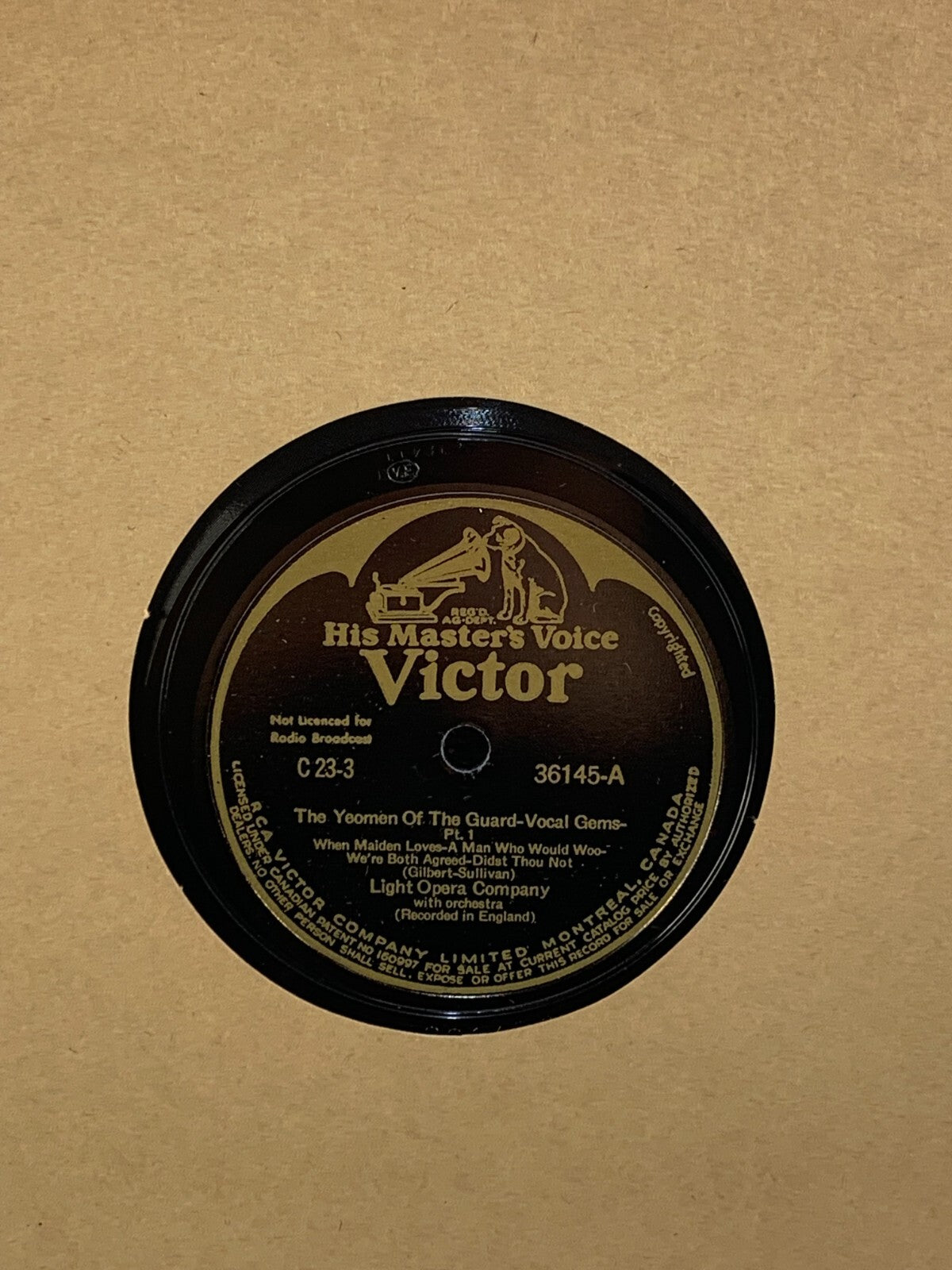 Vintage RCA Victor Concert Series The Yeoman of the Guard-Gilbert &Sullivan