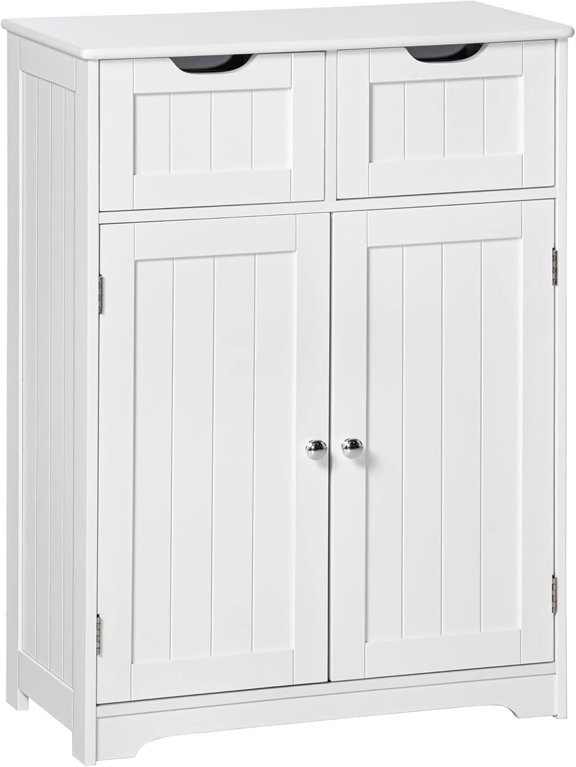 Freestanding Bathroom Storage Cabinet with 2 Drawers & Adjustable Shelf, White