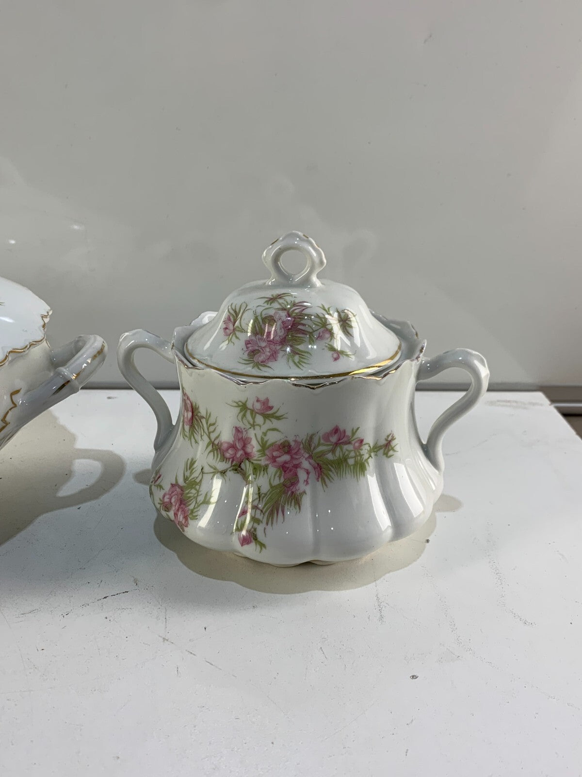 Vintage O&EG Royal Austria Round Serving Dish & Covered Sugar Bowl