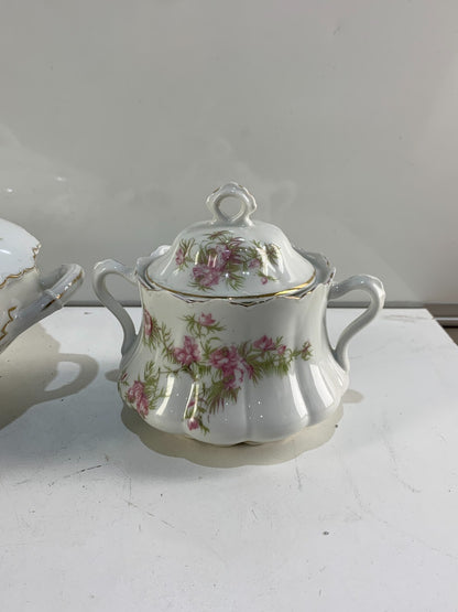 Vintage O&EG Royal Austria Round Serving Dish & Covered Sugar Bowl