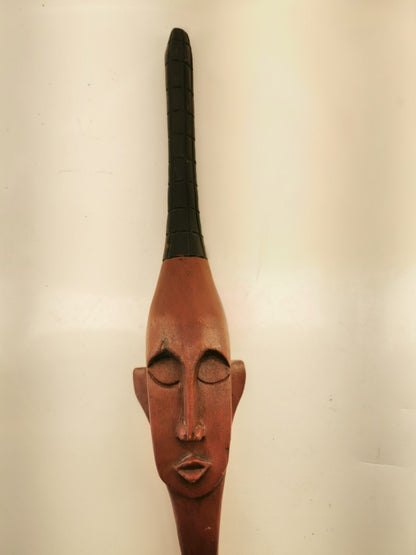 Vintage African Potrait Elongated Face, Long Beard. Made in Ghana