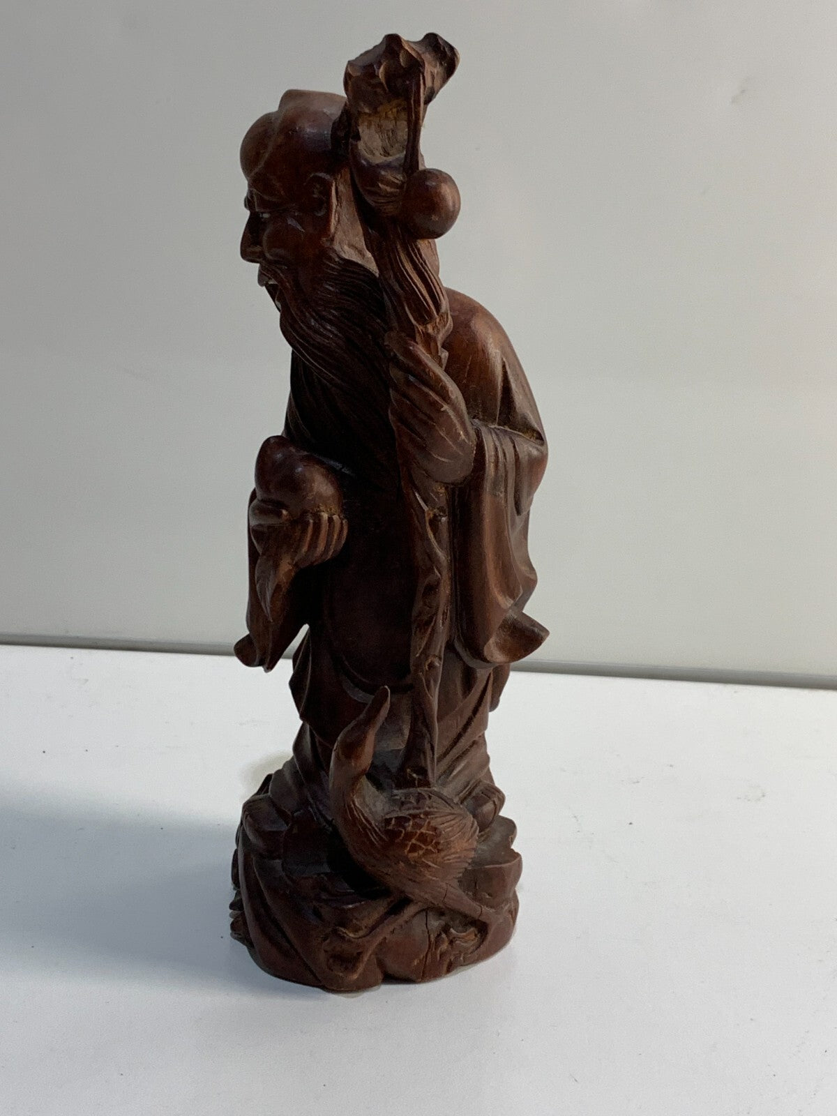 Vintage Oriental Chinese Hand Carved Wood Old Main Figure/ Statue