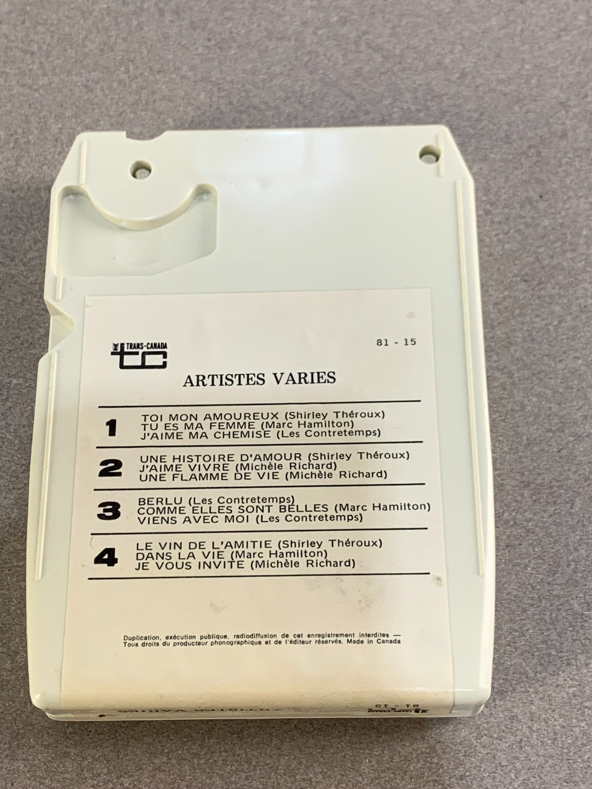 4 Artistes - 12 Succes, 8-Track Cartridge