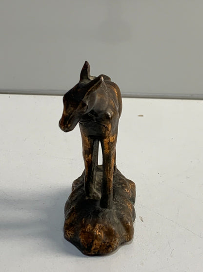 Vintage Cast Metal Copper Tone Pony Horse Foal Figurine