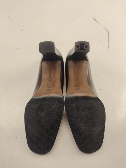 Lauren Ralph Lauren  Women's Brown Leather Slip On Wedge Heels  Size 8B
