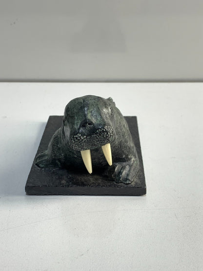 Wolf Original Sculpture Carved Walrus Inuit Canadian Made Beauty!