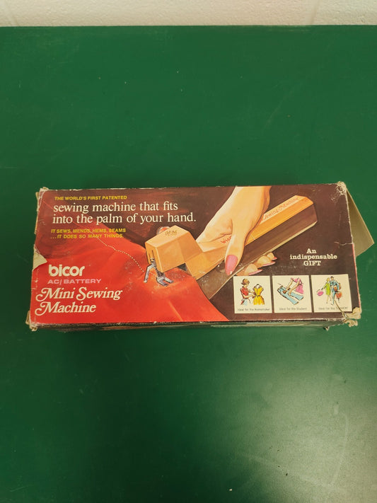 Vintage BICOR AC/Battery Mini Sewing Machine - Serviced - Working Great - In Box