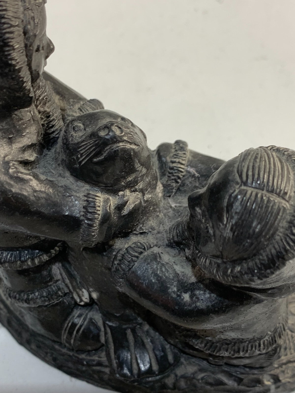 Wolf Original Soapstone Carving Sculpture Inuit Couple Hand Made In Canada VTG