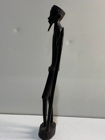 VINTAGE WOOD SCULPTURE - MOTIVE MAN WITH CANE - AFRICA/KENYA