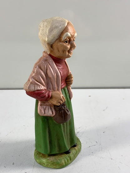 Vintage Ceramic Hand-Painted Old/ Elderly Woman Figurines 1960's