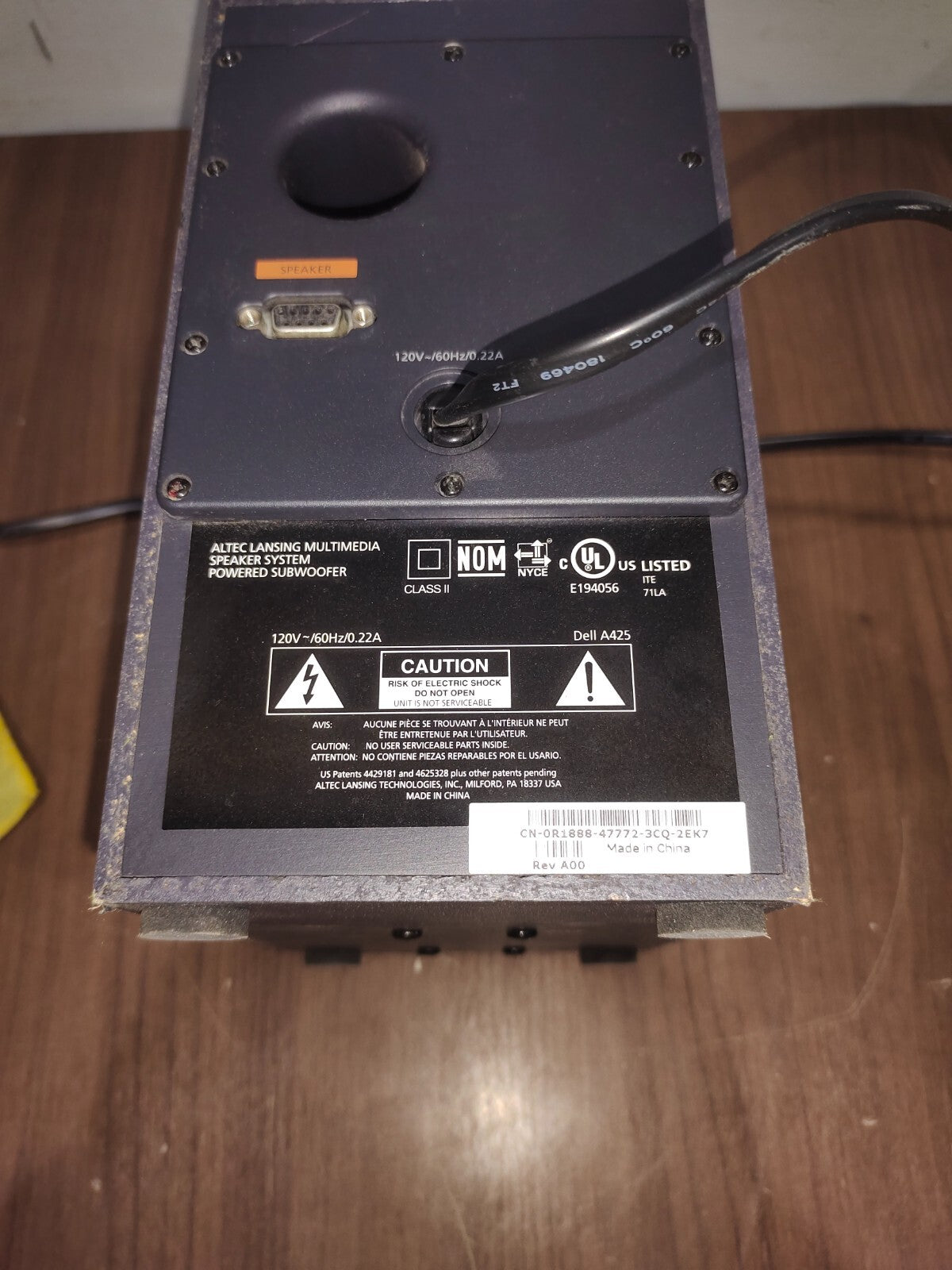 Dell A425 Zylux Multimedia Computer Powered Subwoofer