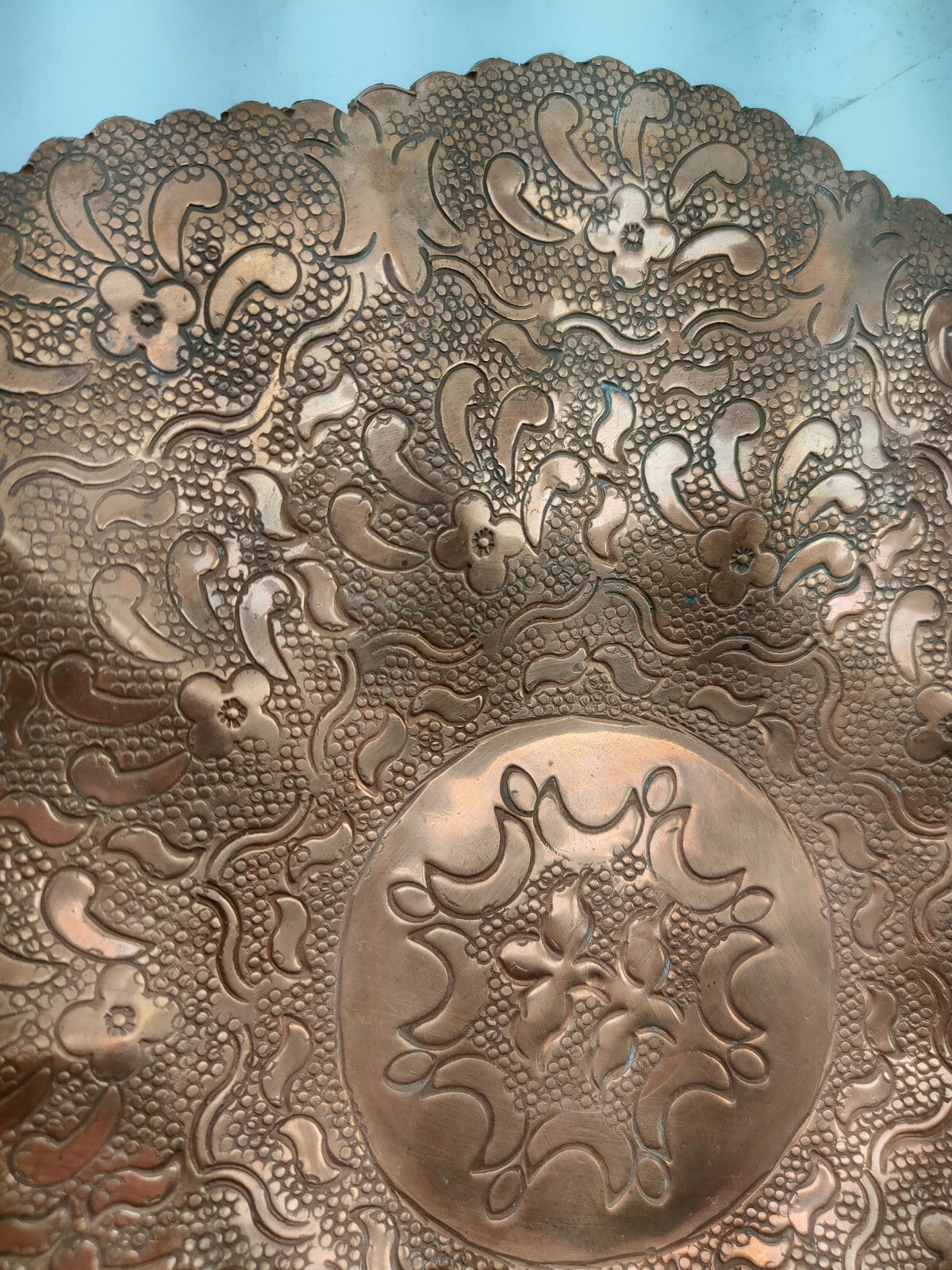 Antique Arabic Copper Plate HAND ENGRAVED