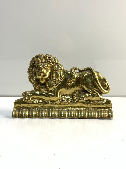 Antique Brass Mantelpiece Lion. Charming. Genuine