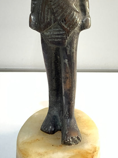 Vintage Brass Egyptian Pharaoh Statue MARBLE BASE
