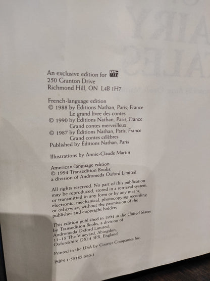 A Treasury Of Fairy Tales Hardcover Book, Illustrated Annie-Claude Martin