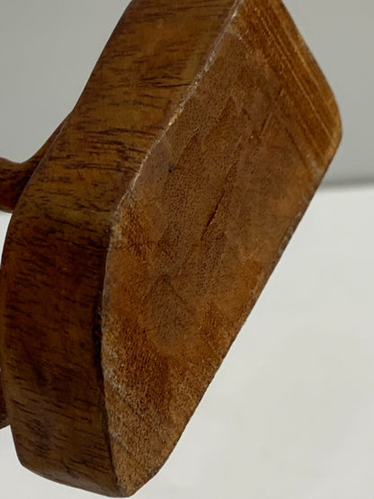 Vintage Wooden Abstract Sculpture Hand Carved Horn Blowing Man