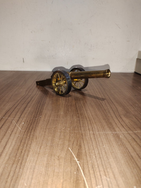 Vintage Solid Brass 2 Wheel Cannon