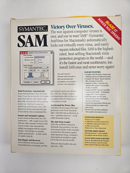 Vintage Symantec SAM Virus Protection Version 4.0 for Macintosh