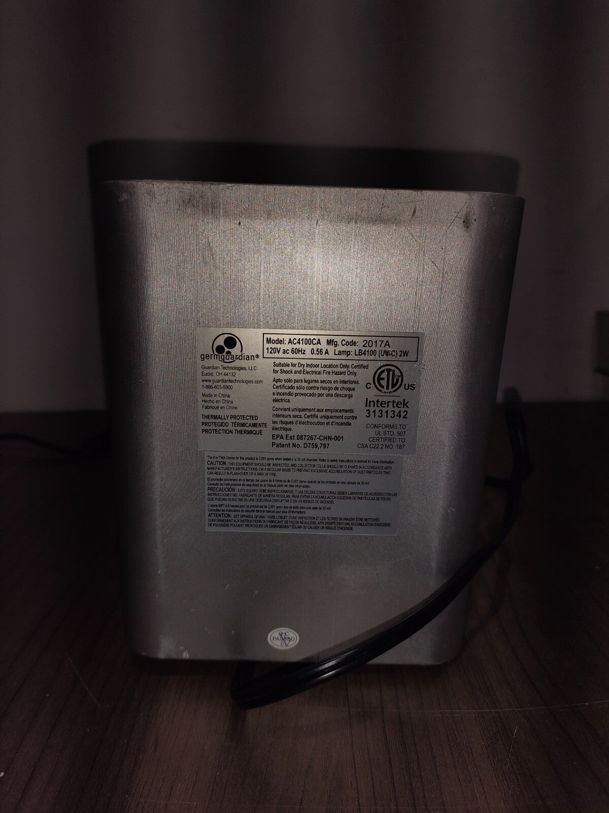 GermGuardian AC4100CA 4-in-1 Air Purifier, 99.97% HEPA Filter, UV-C Light