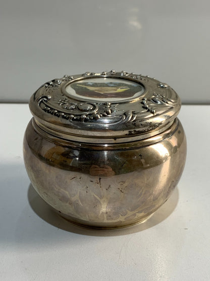 ANTIQUE J.E.CALDWELL STERLING SILVER REPOUSSE CANISTER, POWDER JAR, TOBACCO CAN