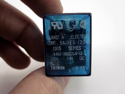 Guardian Electric Cont 5A Res 120AC 1315 Series A410-366554-13 Coil 24V 187TA
