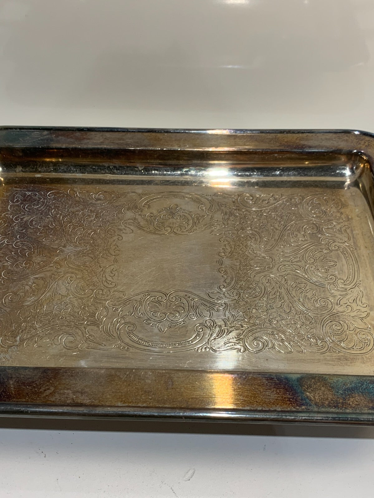 Silverplate 2 Handle Tray Footed Beautiful Design Etched