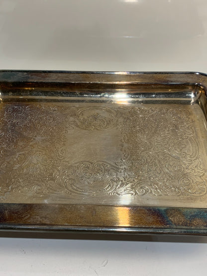 Silverplate 2 Handle Tray Footed Beautiful Design Etched