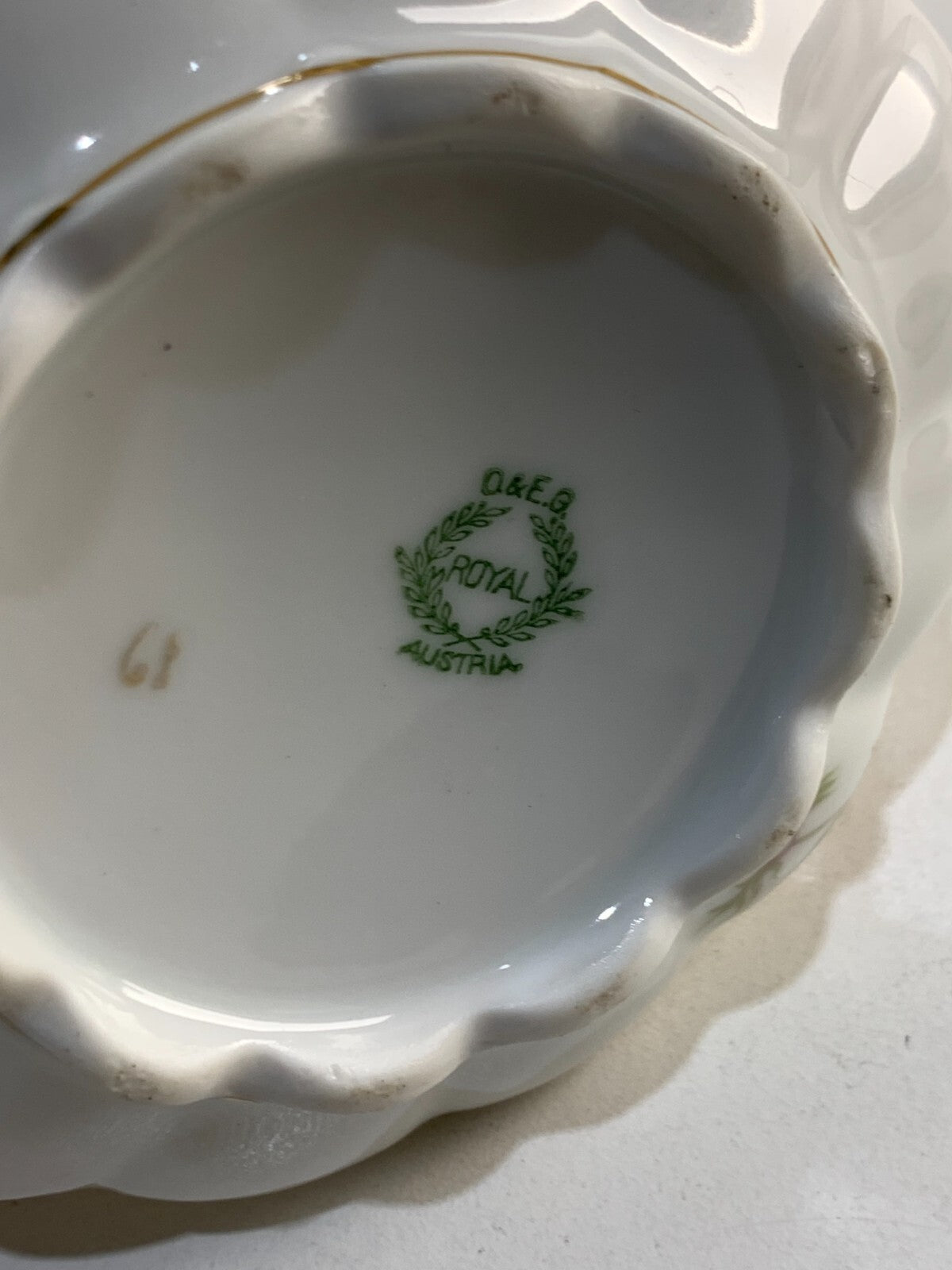 Vintage O&EG Royal Austria Round Serving Dish & Covered Sugar Bowl