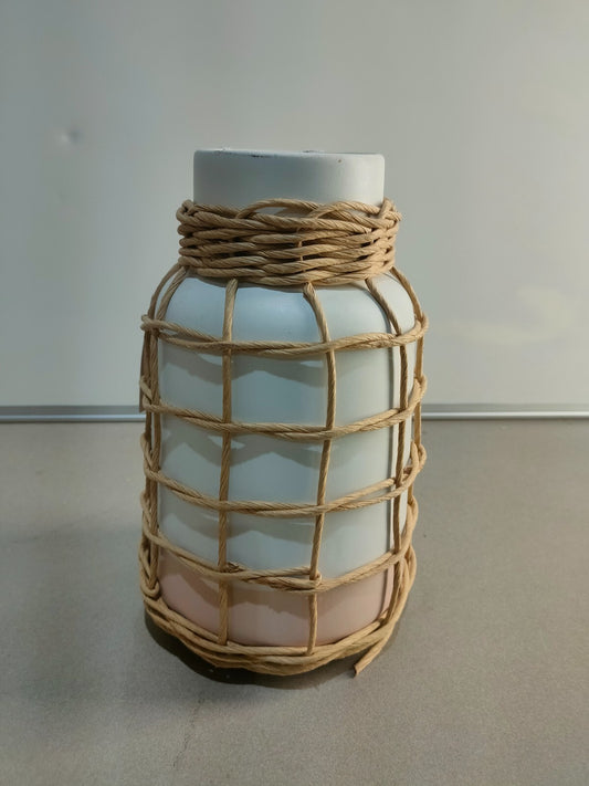 Creative Decorative Hand-Woven Seagrass and Bamboo Wrapped Vase