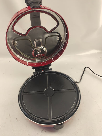 Pizza Maker Beach Hamilton Enclosed Oven Model Rotating Red Electric Cooker