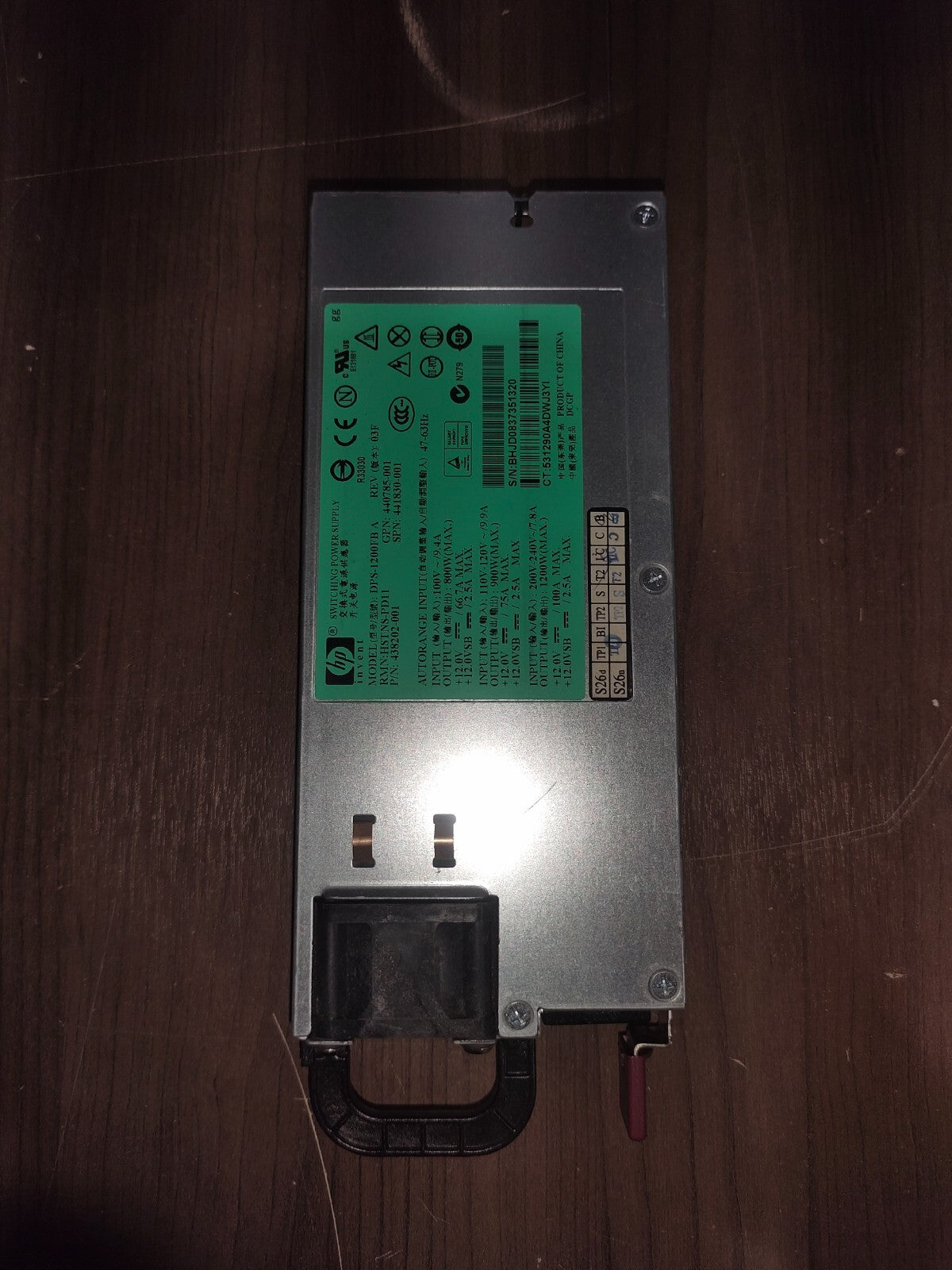 HP 1200W Power Supply DPS-1200FB HSTNS-PD11 P/N:438202-001 - 1