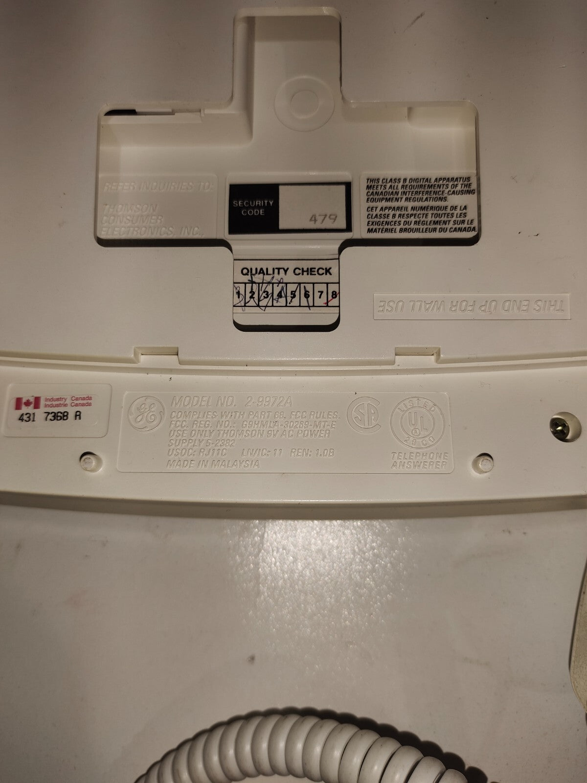 GE General Electric Vintage Kitchen Phone