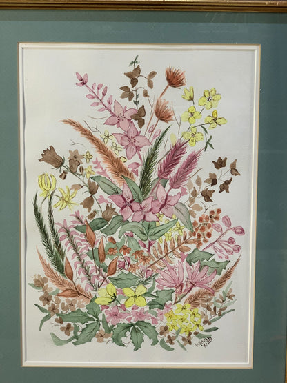 Flower Hand-Colored Botanical Prints by Wanda Klein