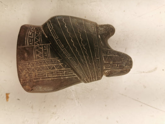 Vintage Stone Carving of a women carrying a baby on her back 4"