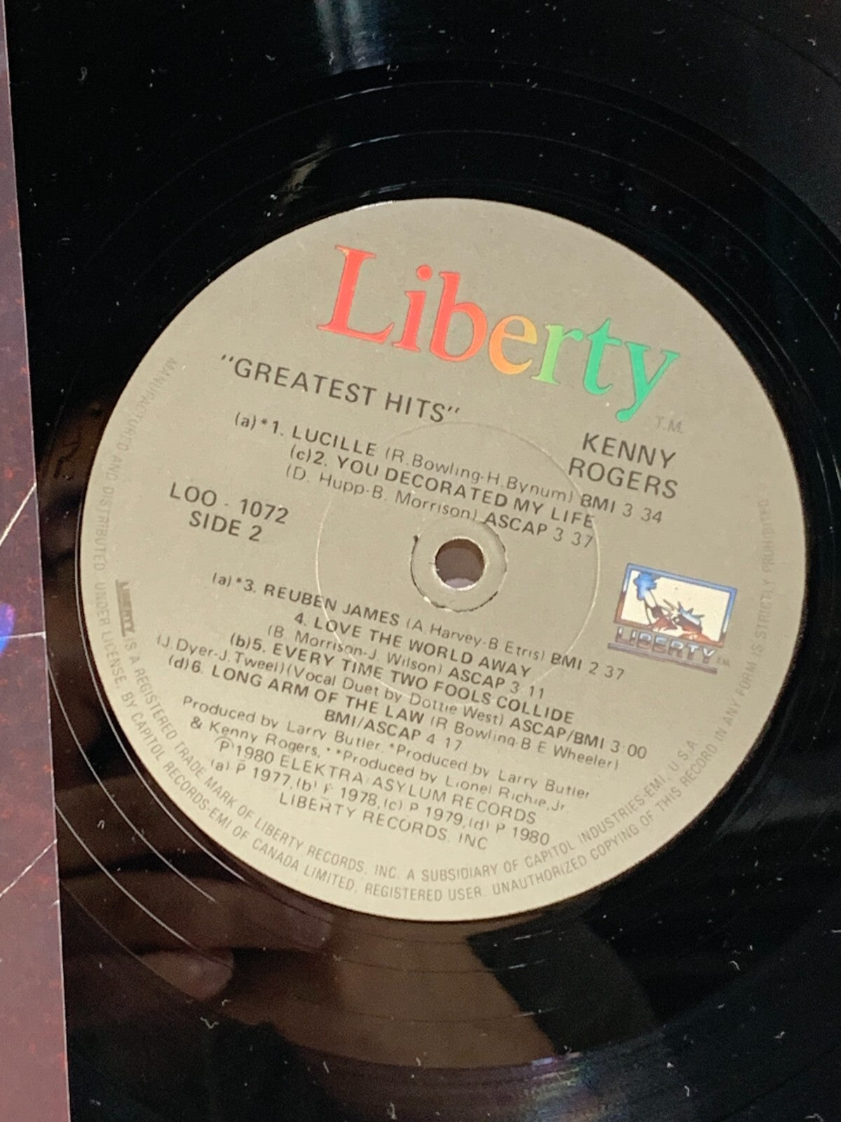 Kenny Rogers - Greatest Hits -1980 Vinyl LP Record Album