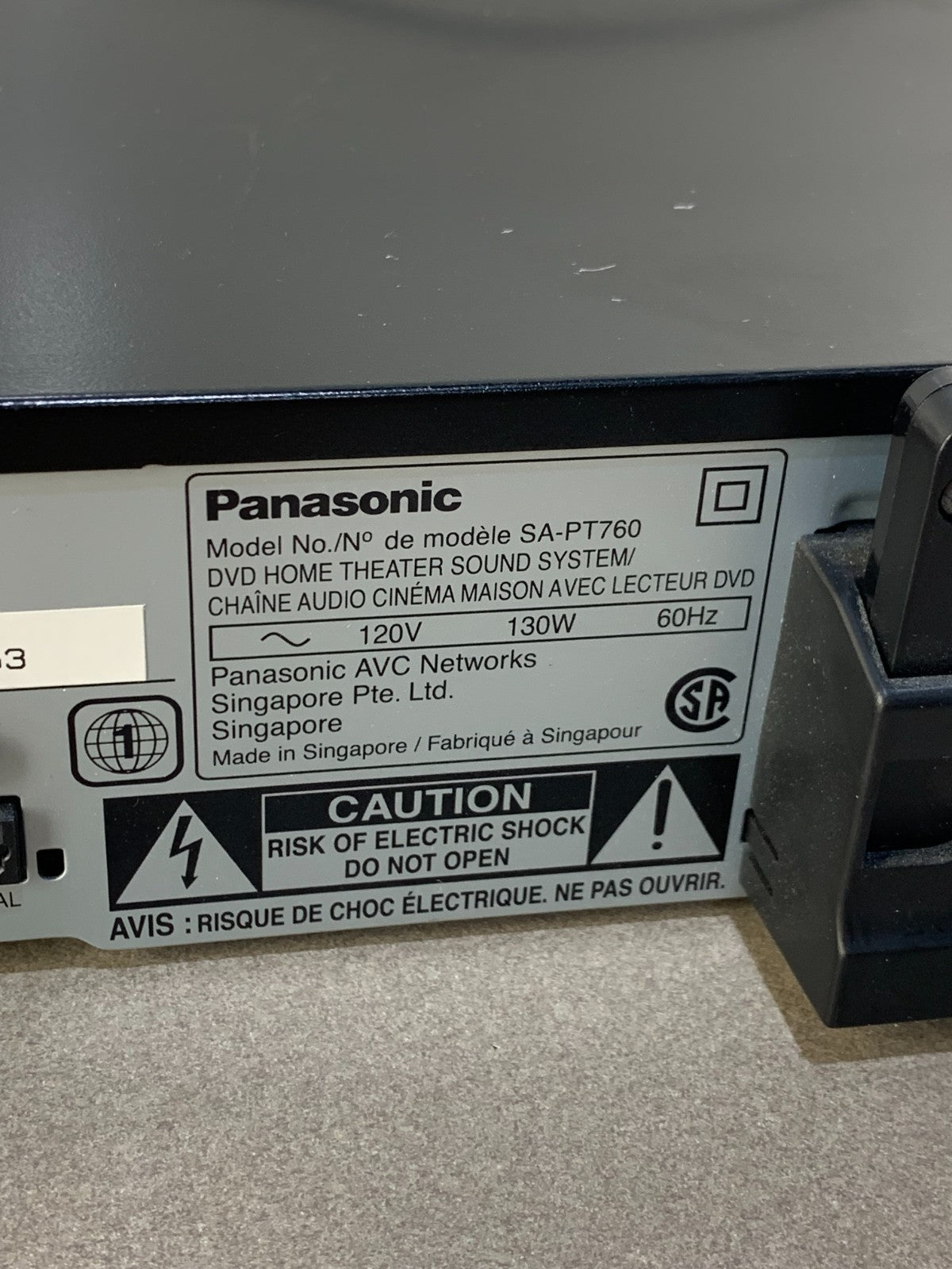 Panasonic SA-PT760 5.1Ch 5 Disk DVD Home Theater Receiver