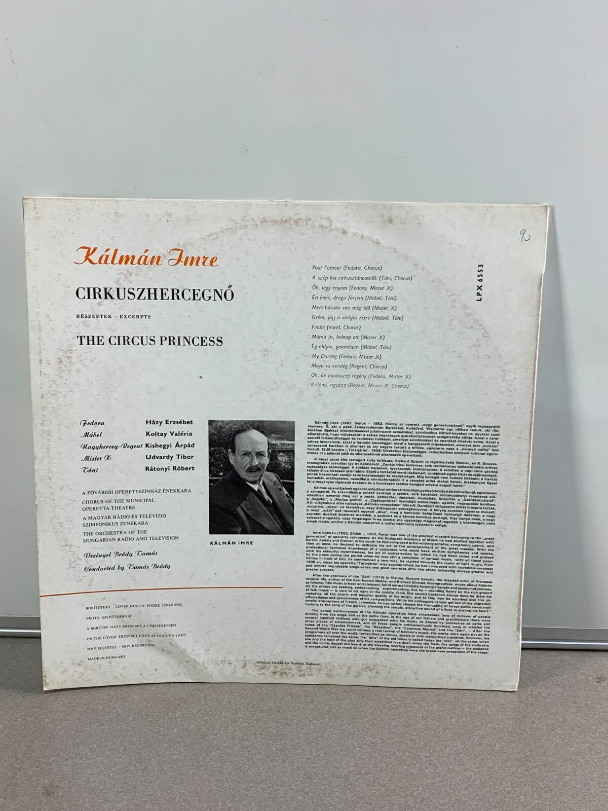 Emmerich Kálmán The Circus Princess Cirkuszherce Vinyl LP 1967 Qualiton SMX 2531