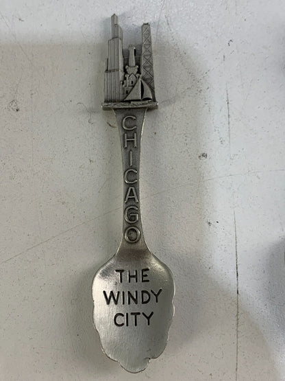 Collector spoons ALASKA,Eskimo.Dog sled.bear,iglo & Chicago The Windy City