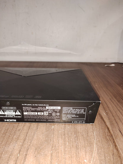 Sony Blu-Ray Player Disc DVD Player Model - BDP-S1200 - No Remote - Works