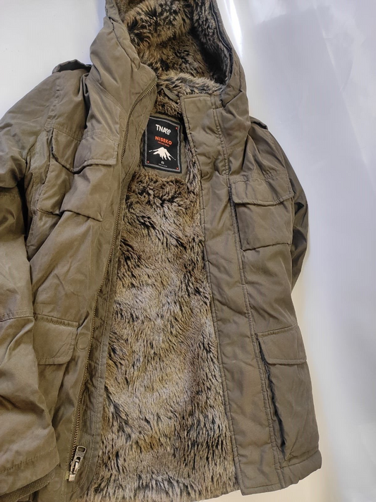 Aritzia TNA Niseko Heritage Series Parka Jacket Women XS green Faux Fur Lined