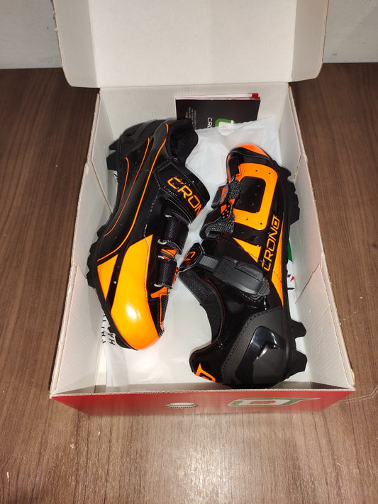 Crono CX-3 17 Mountain Bike Gravel BMX Shoes - Black Orange - Size - 41 (EUR)