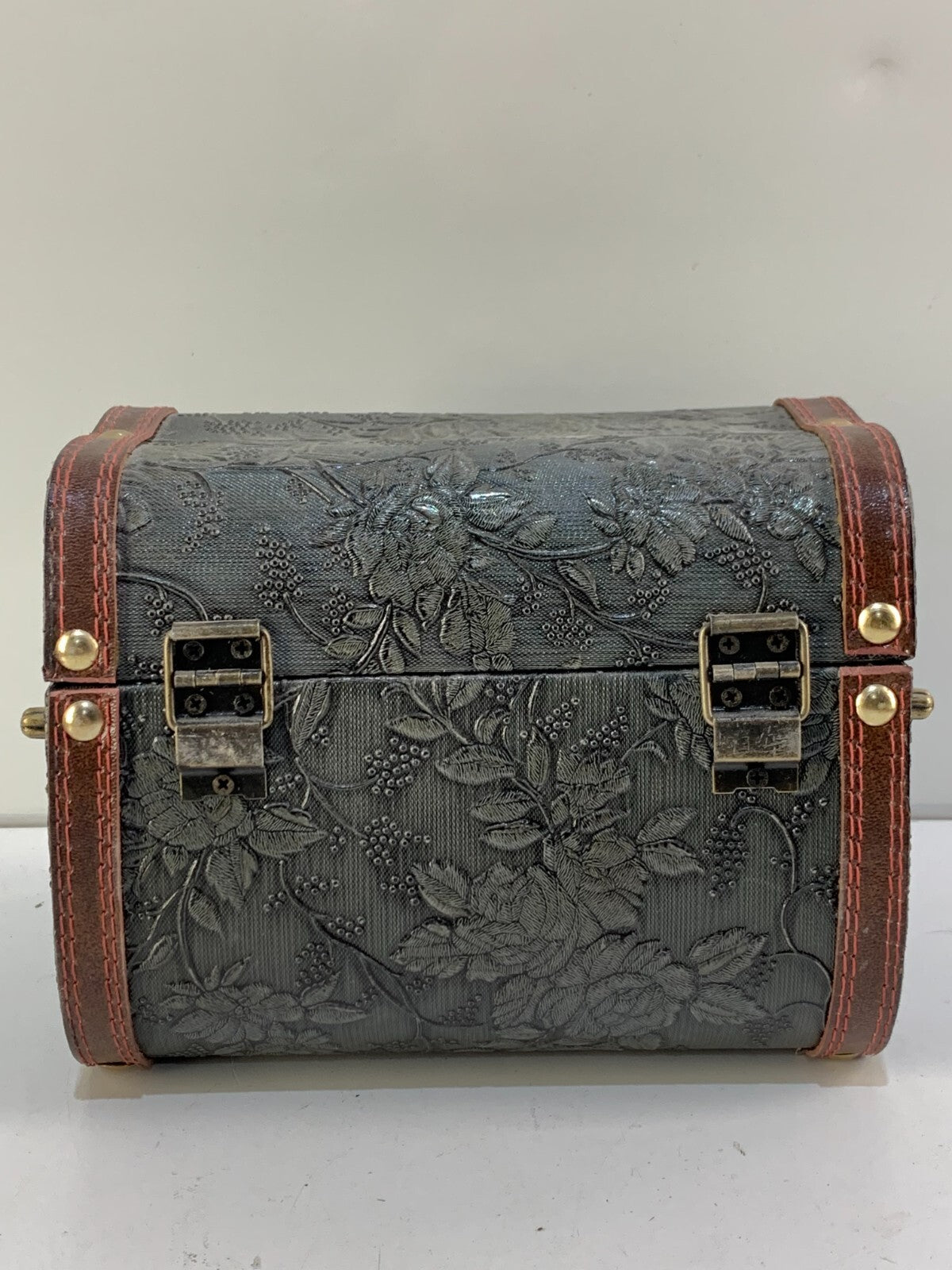 Wooden Storage Box Wrapped in Leather Embossed