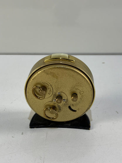 Colibri Mauthe Desk Clock Black Gold Brass Round Germany Wind Up Alarm 60s RARE