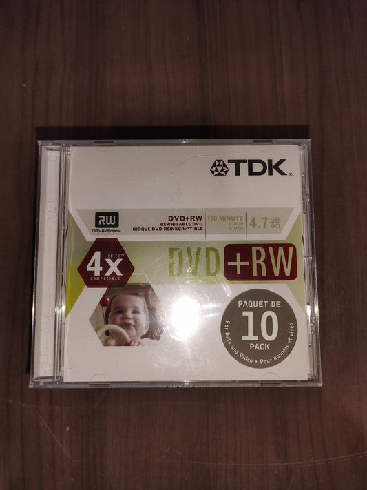 Brand New TDK DVD- RW Rewritable 10 Pack 4X 4.7 GB 120 Minutes Recordable Blank