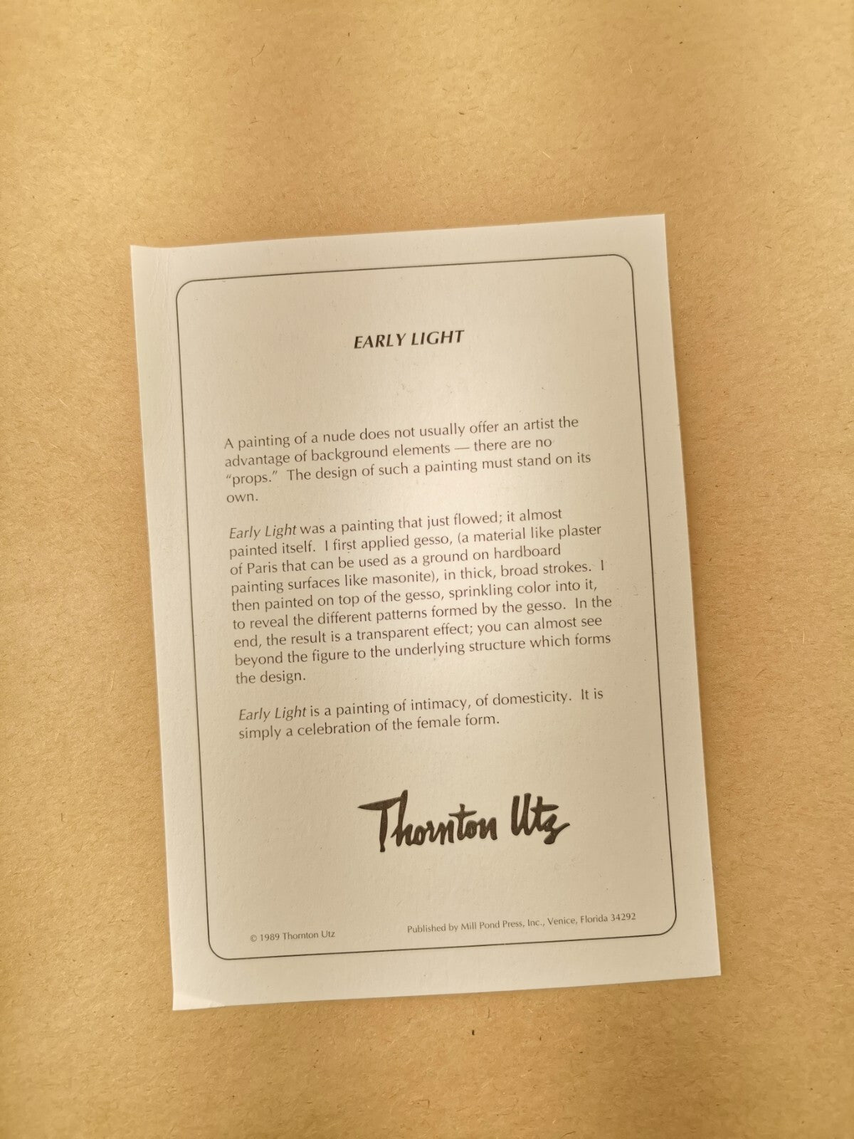 Early Light by Thornton Utz 1989