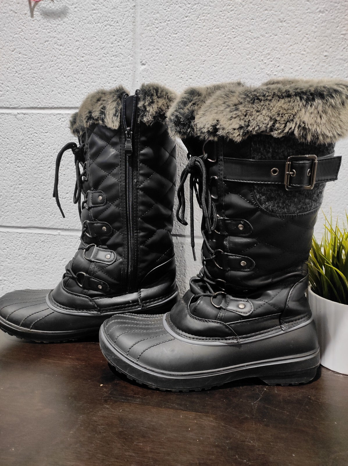 DREAM PAIRS Women'S DP Warm Faux Fur Lined Mid Calf Winter Snow Boots Size 10